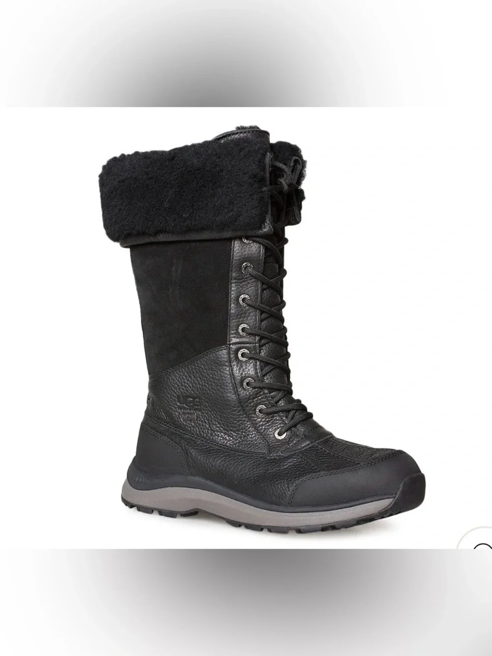 UGG Women's Black Tall Lace-Up Winter Boot with Shearling Cuff women  SIZE 5 BNW